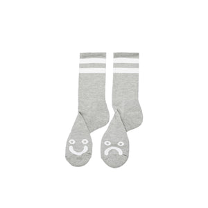 Chaussettes POLAR Happy Sad Socks Grey - Grises - SUBIACO SKATESHOP