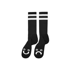 Chaussettes POLAR Happy Sad Long Socks Black - Noires - SUBIACO SKATESHOP