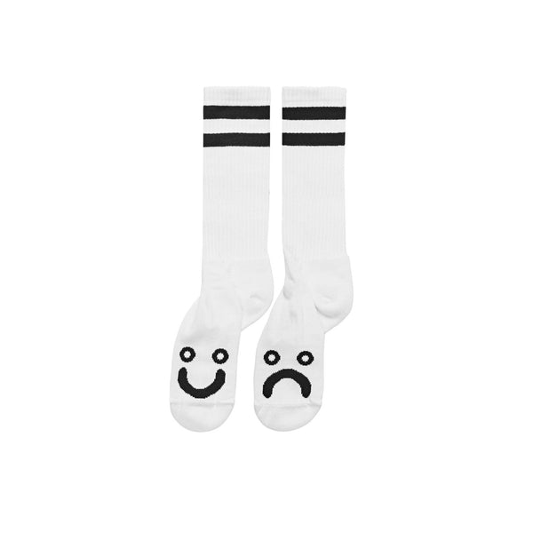 Chaussettes POLAR Happy Sad Long Socks White - Blanches - SUBIACO SKATESHOP