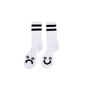 Chaussettes POLAR Happy Sad Socks White - Blanches - SUBIACO SKATESHOP